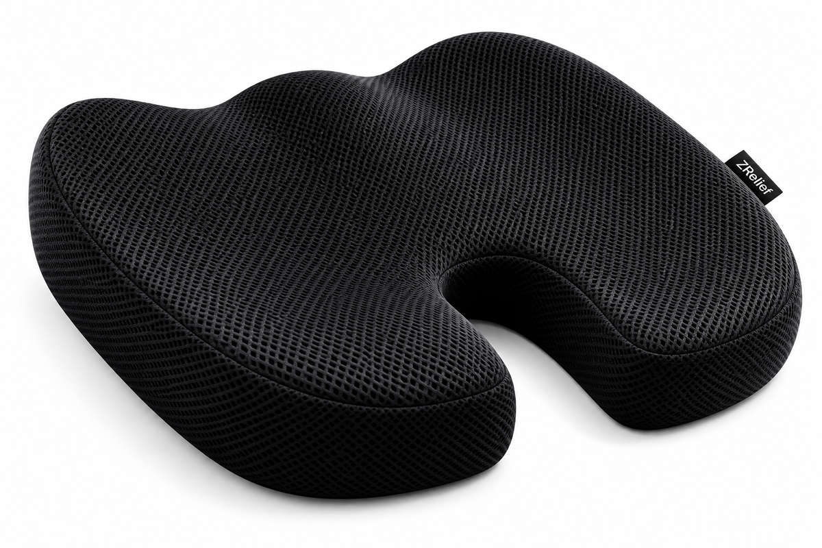 ZRelief™ Memory Foam Coccyx Cushion – Ergonomic Orthopaedic Seat Support